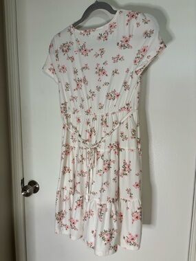 No Boundaries White Midi Dress with Pink Floral Print